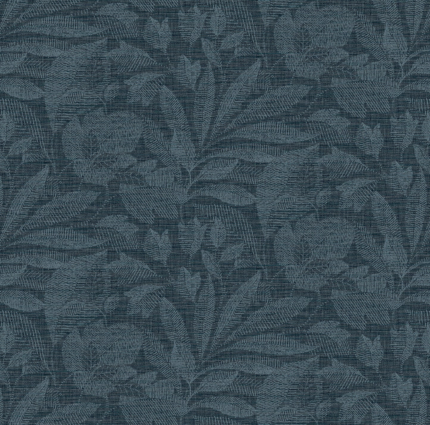 A-Street Prints Lei Navy Etched Leaves Wallpaper, 27-in by 27-ft