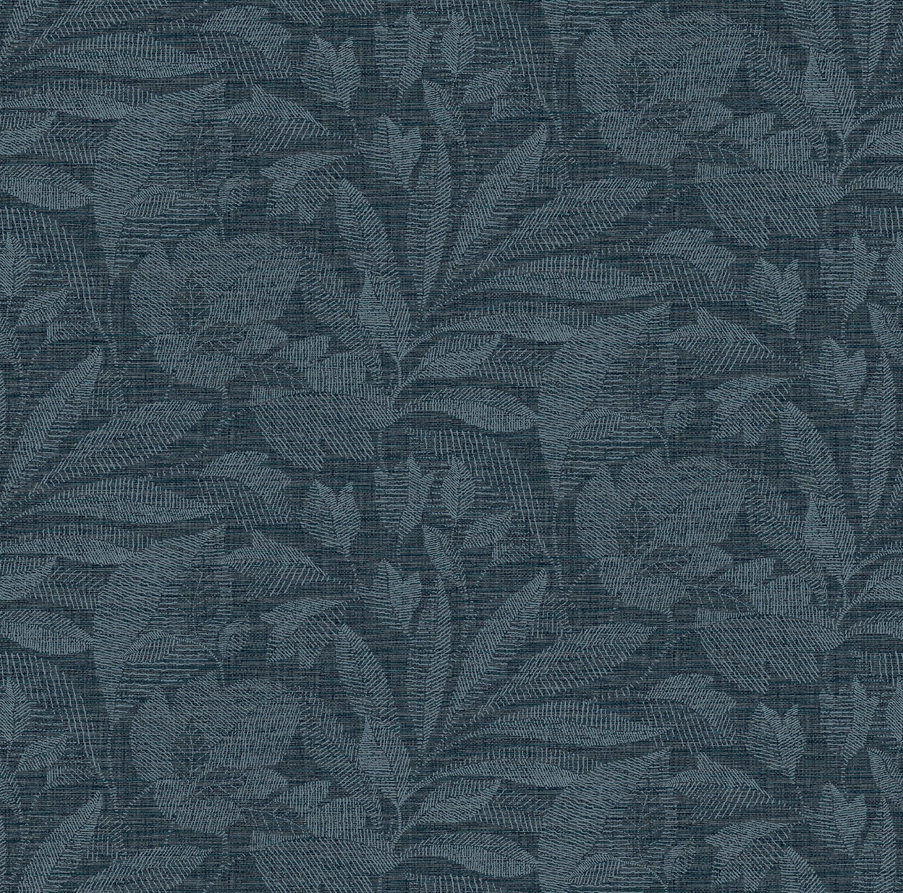 A-Street Prints Lei Navy Etched Leaves Wallpaper, 27-in by 27-ft