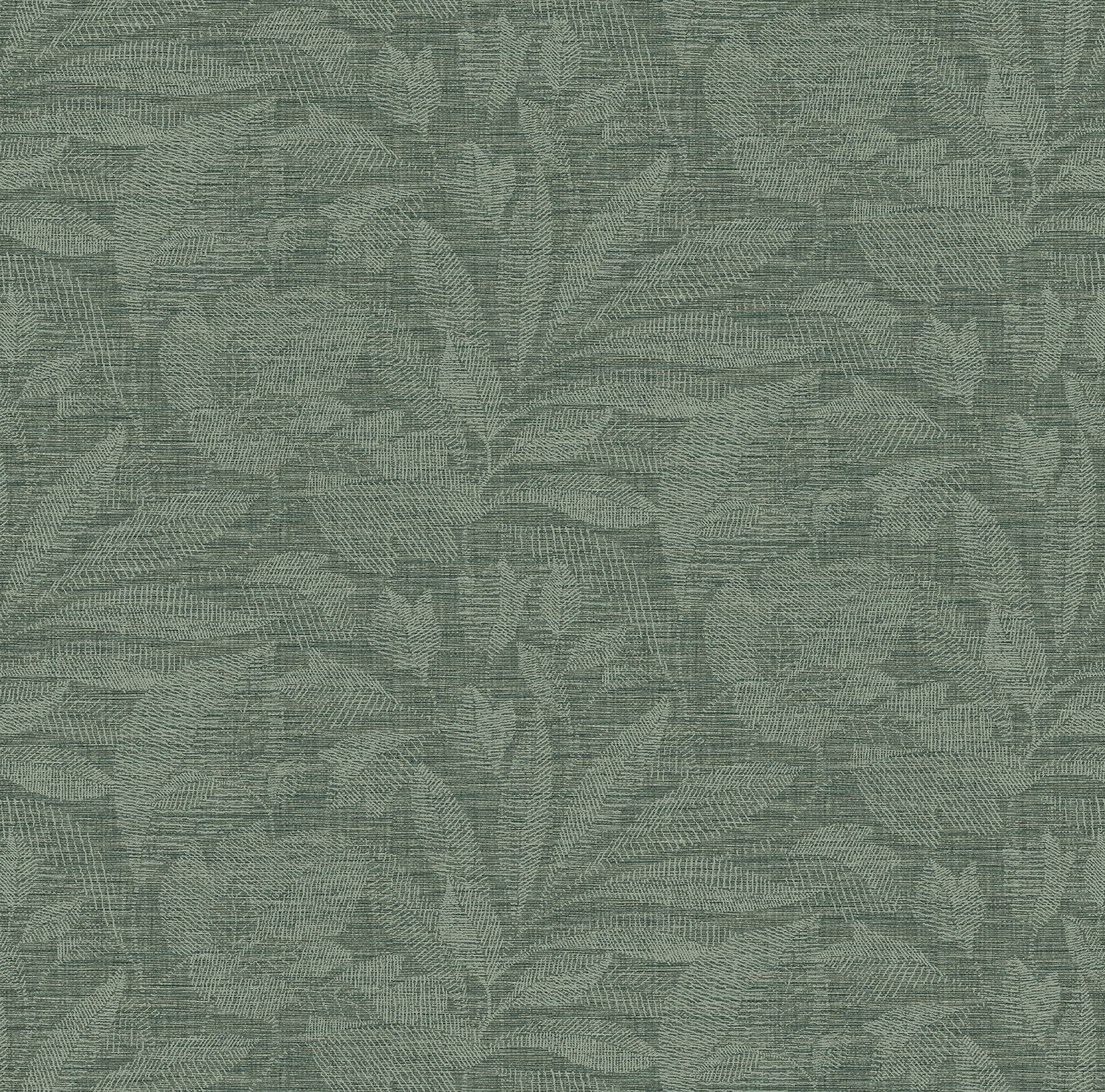 A-Street Prints Lei Green Etched Leaves Wallpaper, 27-in by 27-ft