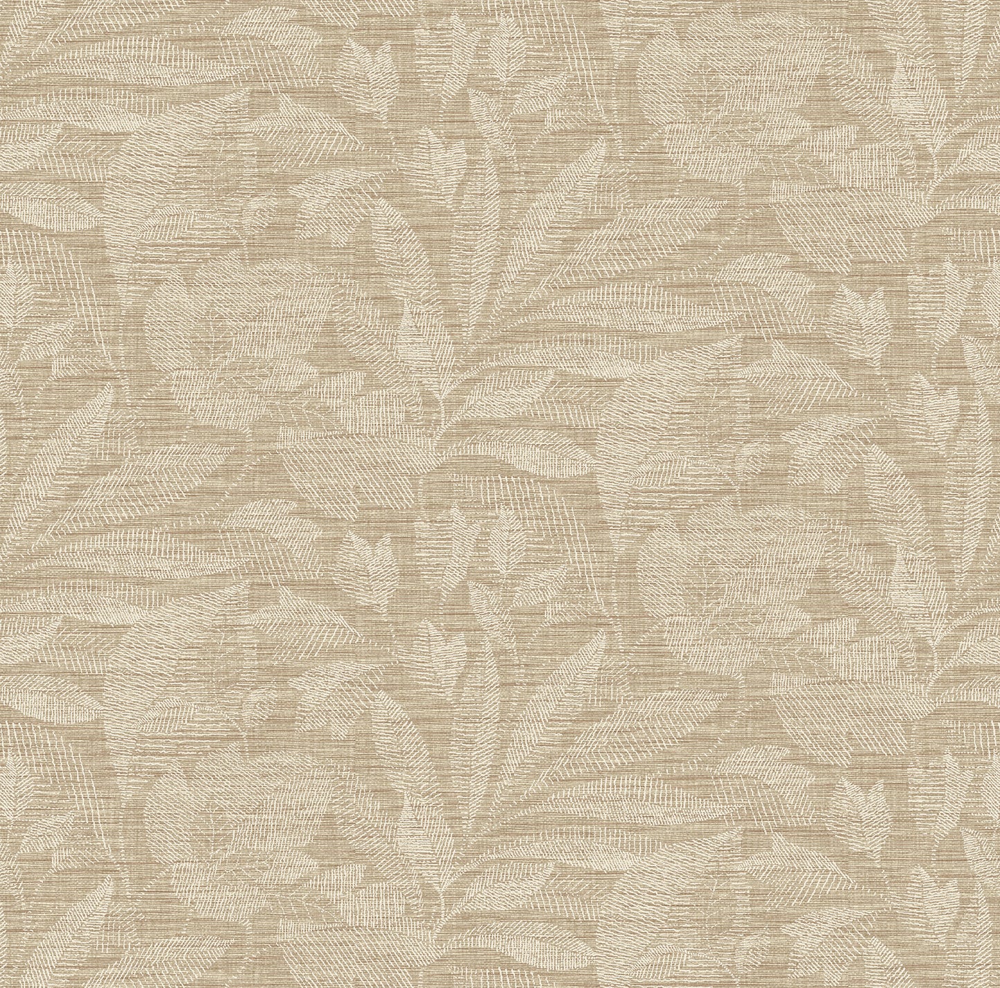 A-Street Prints Lei Wheat Etched Leaves Wallpaper, 27-in by 27-ft