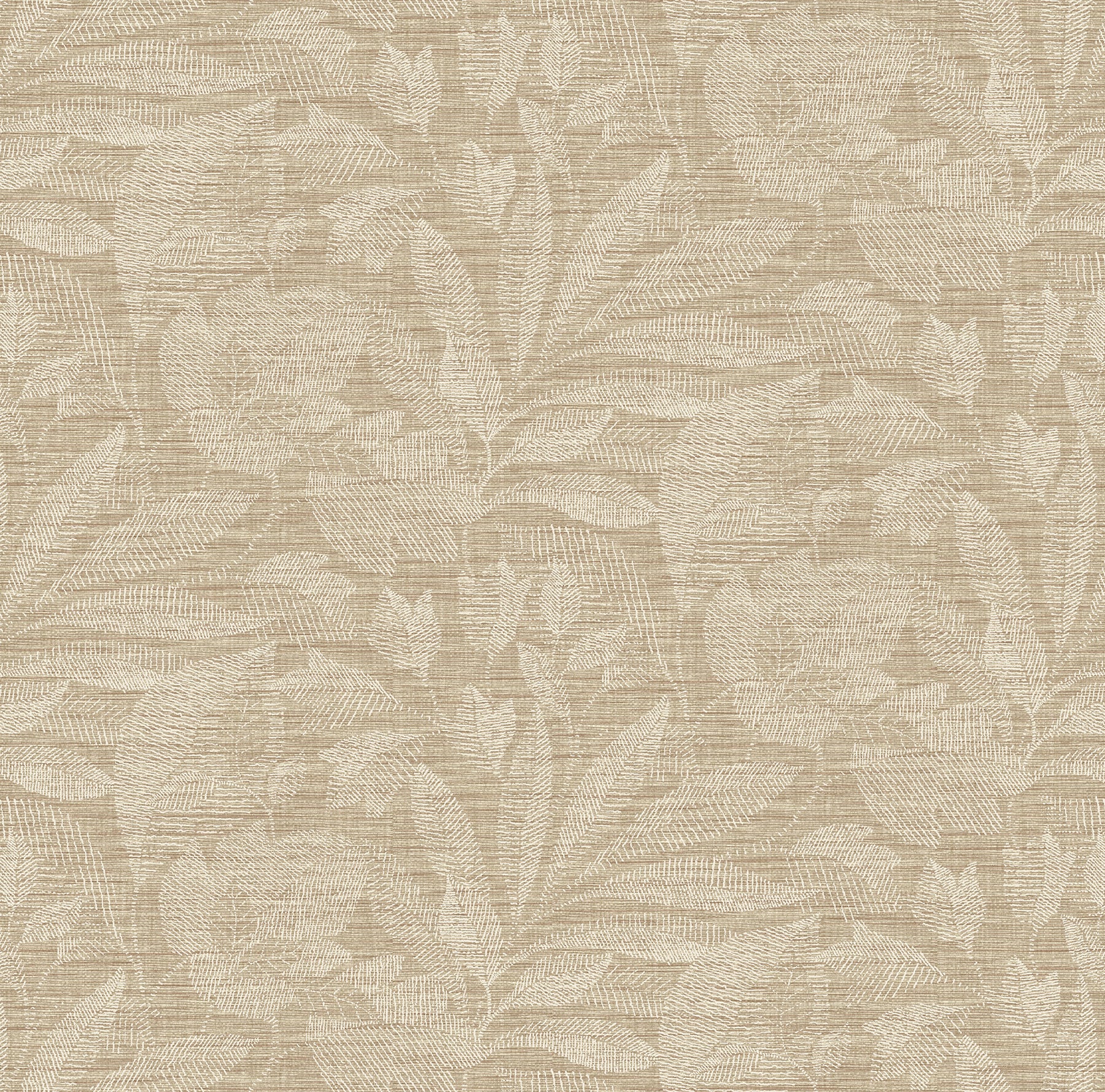 A-Street Prints Lei Wheat Etched Leaves Wallpaper, 27-in by 27-ft