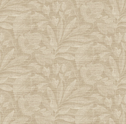 A-Street Prints Lei Wheat Etched Leaves Wallpaper, 27-in by 27-ft