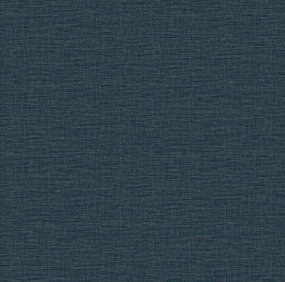 A-Street Prints Lela Navy Faux Linen Wallpaper, 27-in by 27-ft