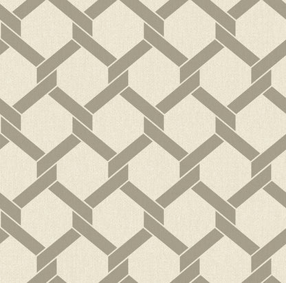 A-Street Prints Payton Grey Hexagon Trellis Wallpaper, 27-in by 27-ft