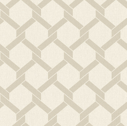 A-Street Prints Payton Beige Hexagon Trellis Wallpaper, 27-in by 27-ft