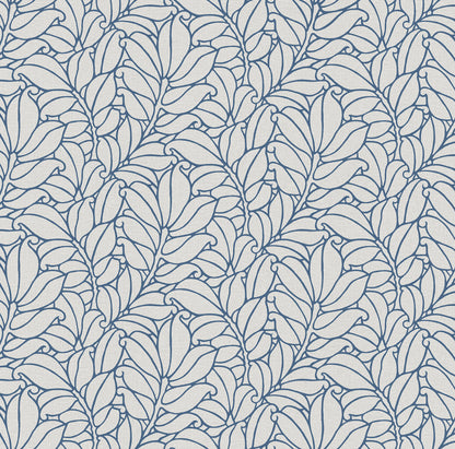 A-Street Prints Coraline Blue Leaf Wallpaper, 27-in by 27-ft