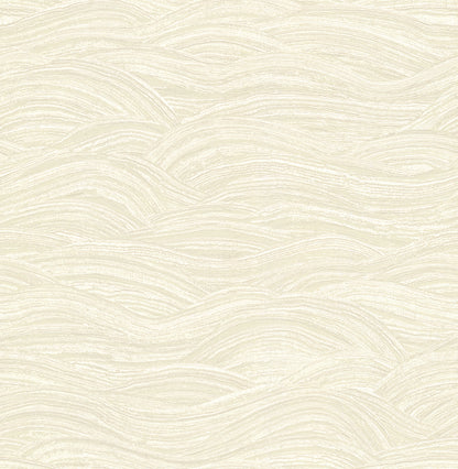 A-Street Prints Leith Cream Zen Waves Wallpaper, 20.9-in by 33-ft