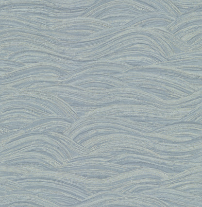 A-Street Prints Leith Blue Zen Waves Wallpaper, 20.9-in by 33-ft