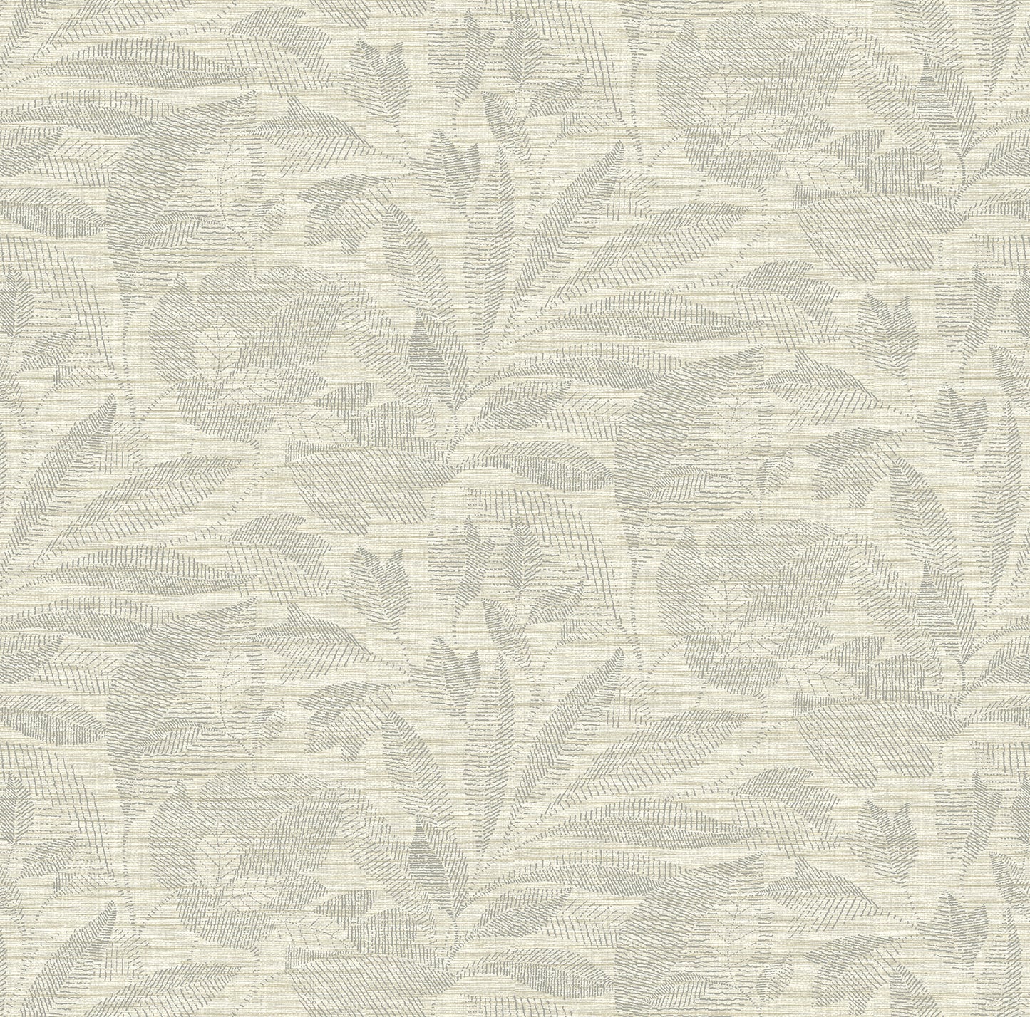 A-Street Prints Lei Silver Leaf Wallpaper, 27-in by 27-ft