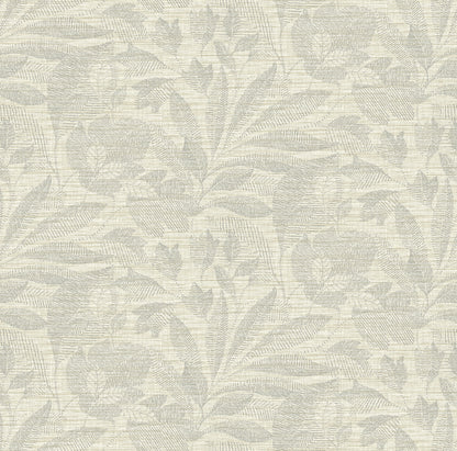 A-Street Prints Lei Silver Leaf Wallpaper, 27-in by 27-ft