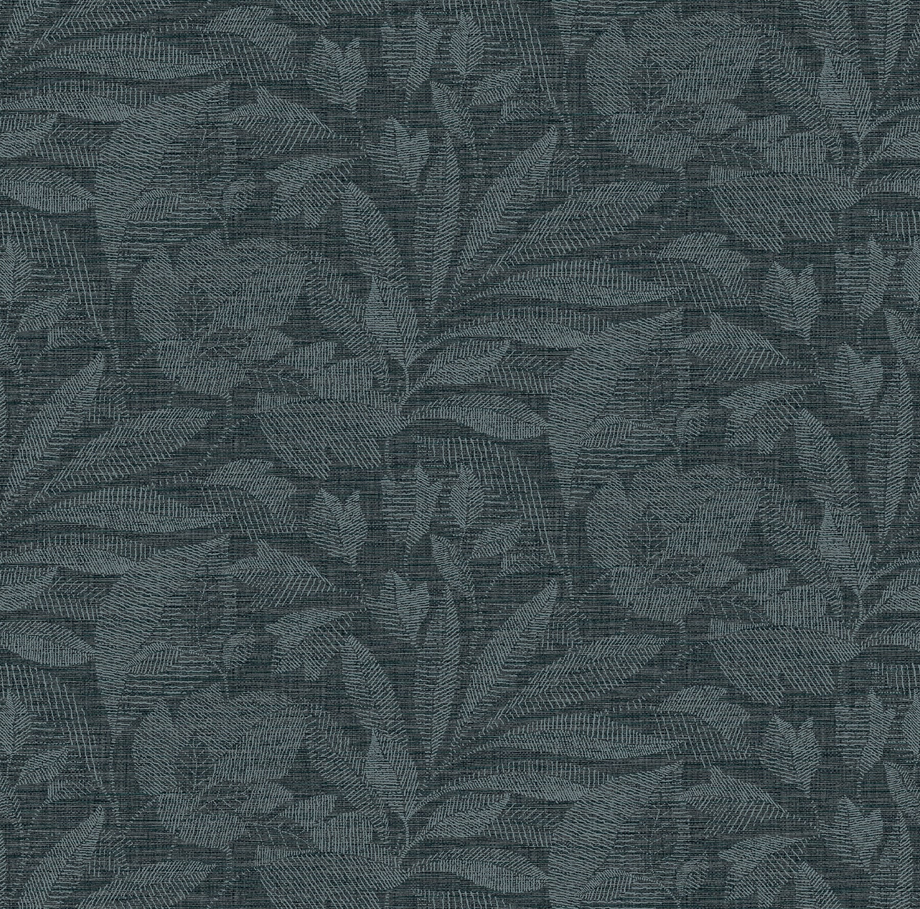 A-Street Prints Lei Navy Leaf Wallpaper, 27-in by 27-ft