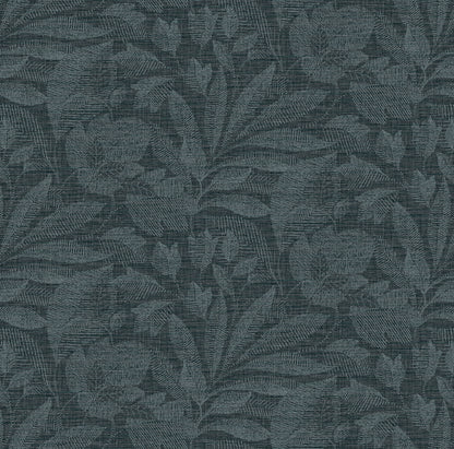 A-Street Prints Lei Navy Leaf Wallpaper, 27-in by 27-ft