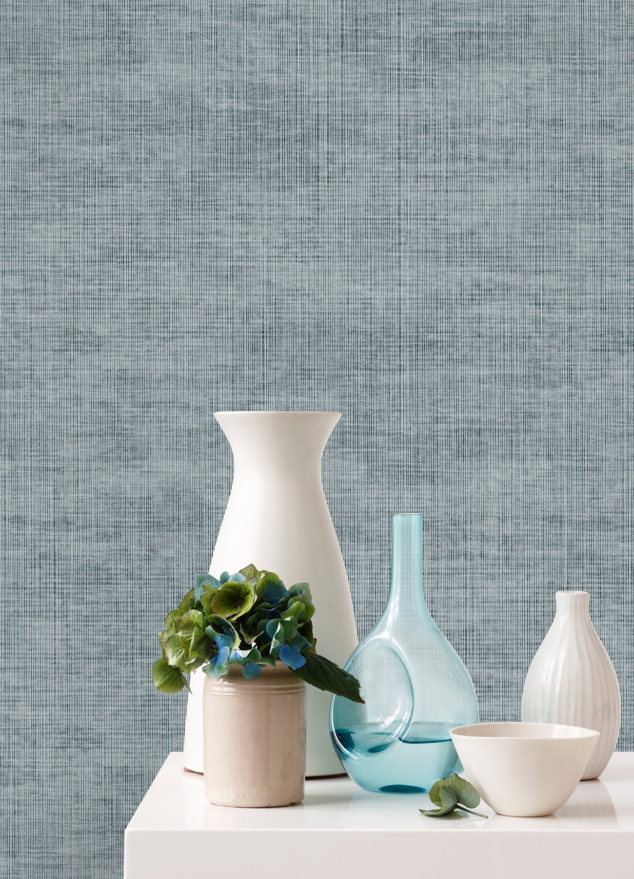 A-Street Prints Yawen Blue String Wallpaper, 34.6-in by 24-ft