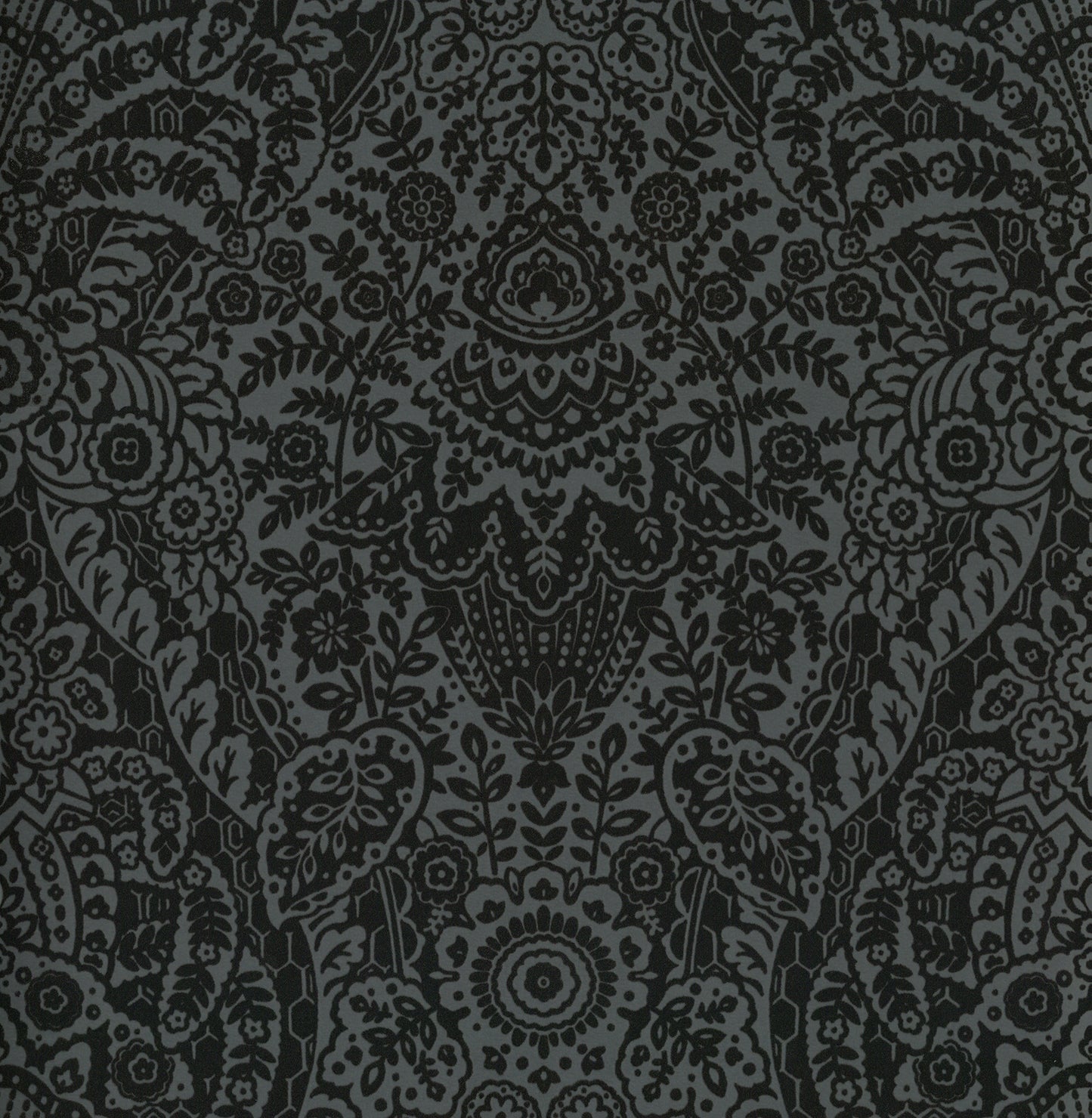 A-Street Prints Maris Charcoal Flock Damask Wallpaper, 20.5-in by 33-ft