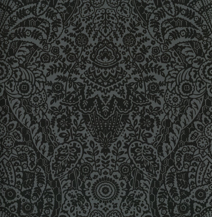 A-Street Prints Maris Charcoal Flock Damask Wallpaper, 20.5-in by 33-ft