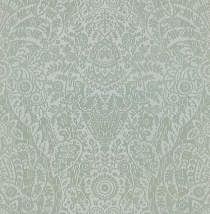 A-Street Prints Maris Silver Flock Damask Wallpaper, 20.5-in by 33-ft