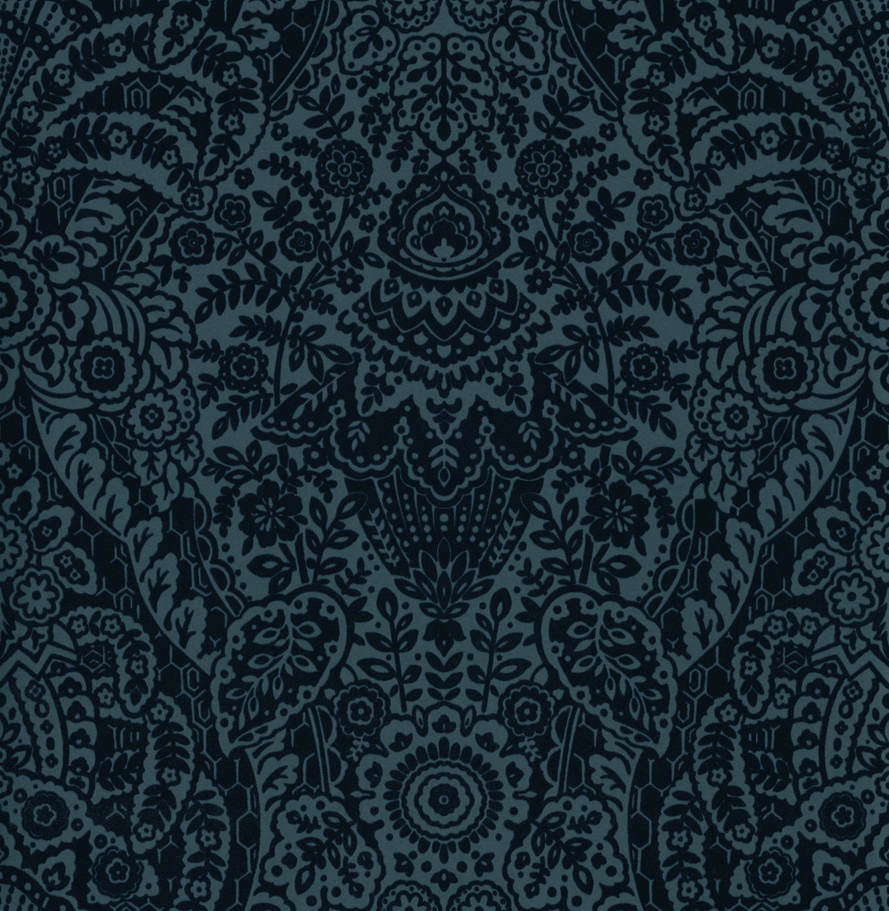 A-Street Prints Maris Indigo Flock Damask Wallpaper, 20.5-in by 33-ft