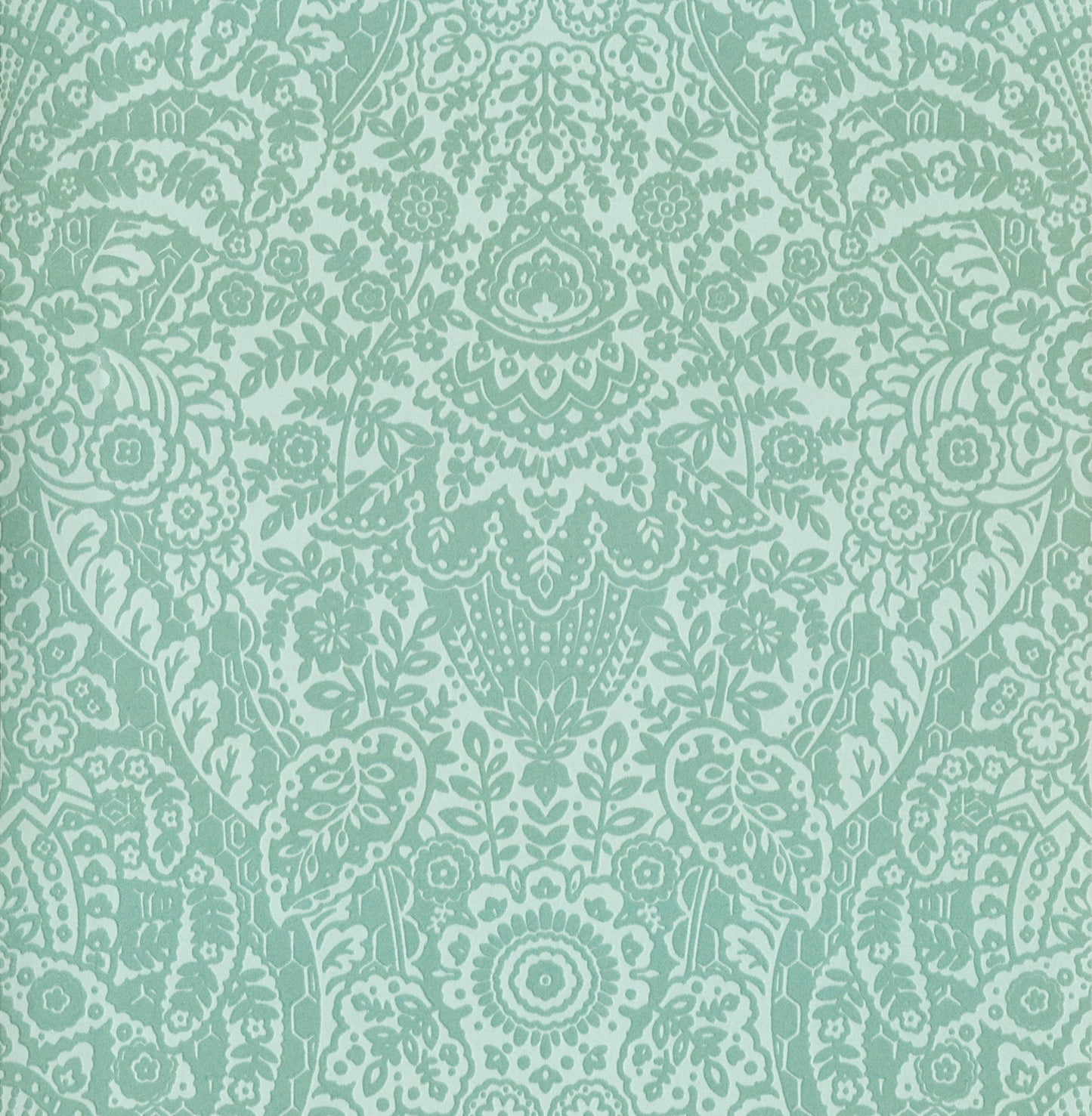 A-Street Prints Maris Mint Flock Damask Wallpaper, 20.5-in by 33-ft