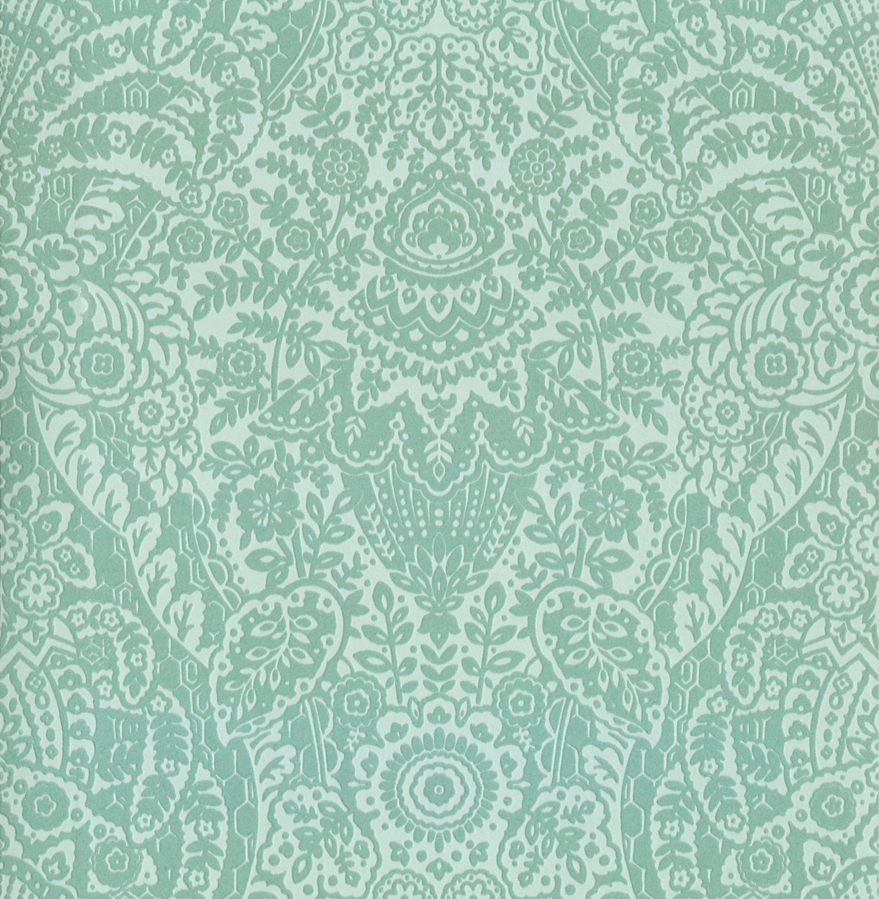 A-Street Prints Maris Mint Flock Damask Wallpaper, 20.5-in by 33-ft