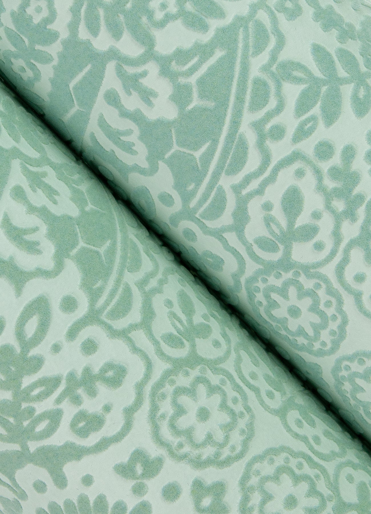 A-Street Prints Maris Mint Flock Damask Wallpaper, 20.5-in by 33-ft