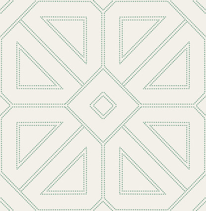 A-Street Prints Voltaire Green Beaded Geometric Wallpaper, 20.5-in by 33-ft