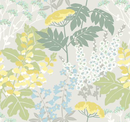 A-Street Prints Brie Pastel Forest Flowers Wallpaper, 27-in by 27-ft