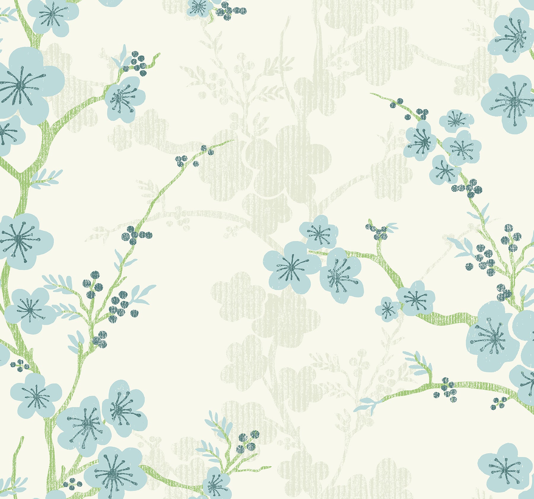 A-Street Prints Nicolette Light Blue Floral Trail Wallpaper, 27-in by 27-ft