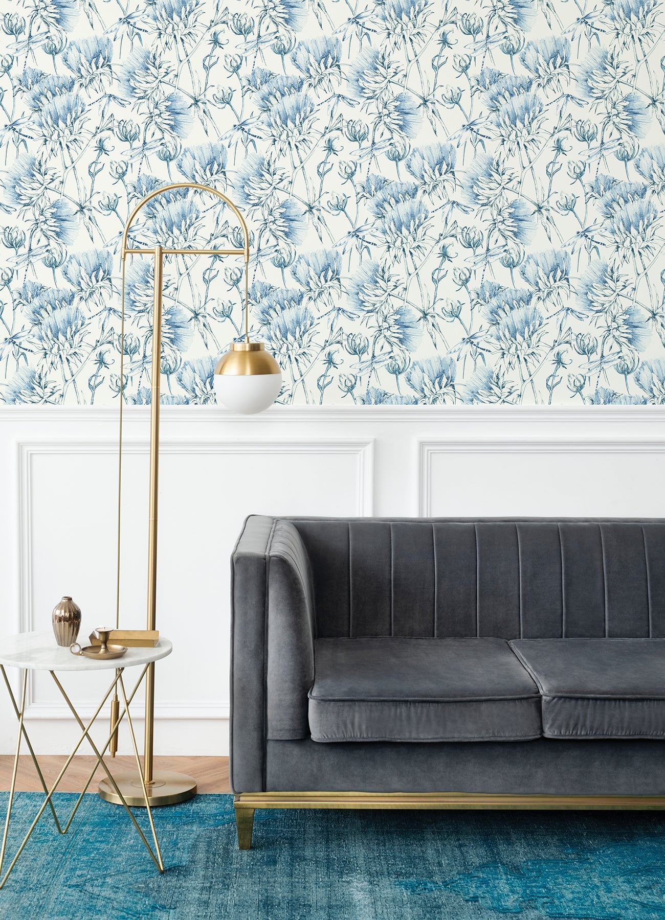 A-Street Prints Mariell Blue Dragonfly Wallpaper, 27-in by 27-ft