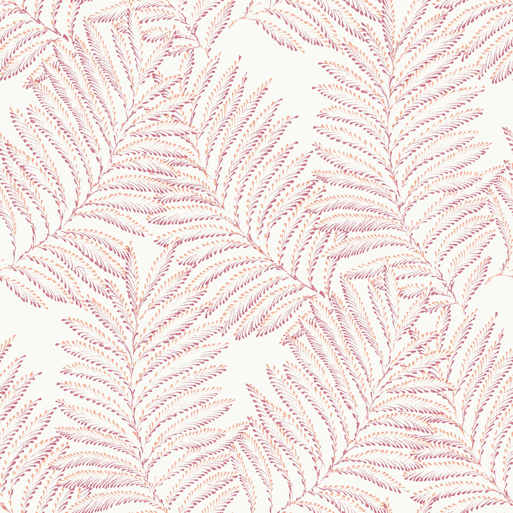 A-Street Prints Finnley Pink Inked Fern Wallpaper, 20.5-in by 33-ft