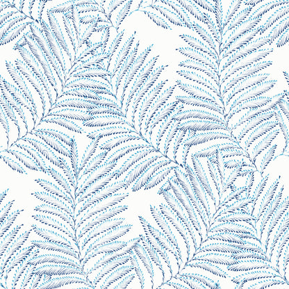 A-Street Prints Finnley Blue Inked Fern Wallpaper, 20.5-in by 33-ft