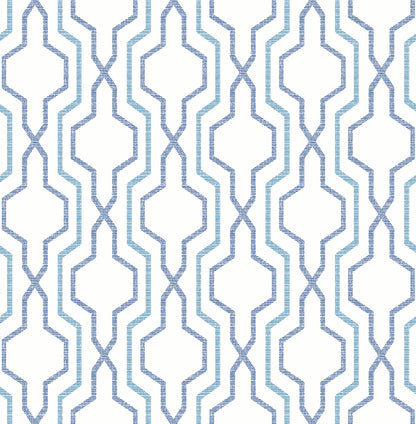 A-Street Prints Rion Blue Trellis Wallpaper, 20.5-in by 33-ft