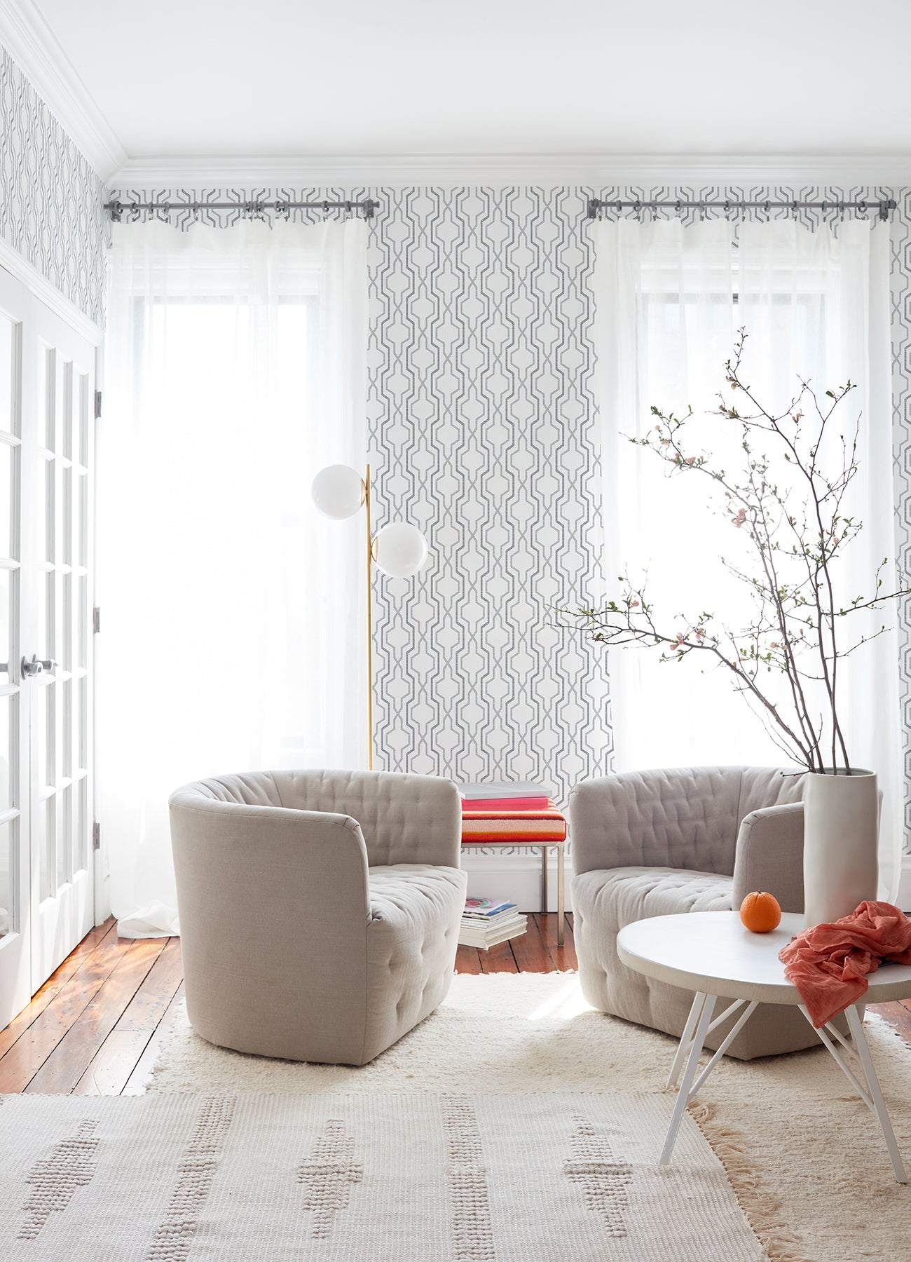 A-Street Prints Rion Grey Trellis Wallpaper, 20.5-in by 33-ft