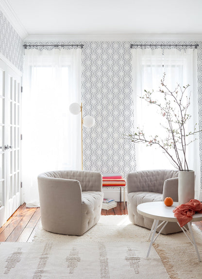 A-Street Prints Rion Grey Trellis Wallpaper, 20.5-in by 33-ft