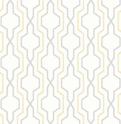 A-Street Prints Rion Yellow Trellis Wallpaper, 20.5-in by 33-ft