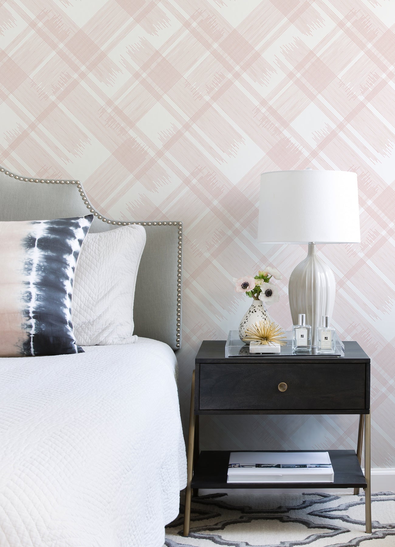 A-Street Prints Zag Pink Modern Plaid Wallpaper, 20.5-in by 33-ft