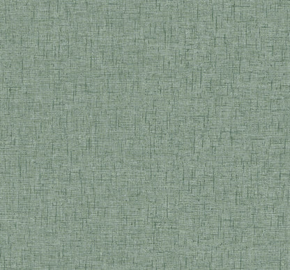 A-Street Prints Bentley Green Faux Linen Wallpaper, 20.5-in by 33-ft