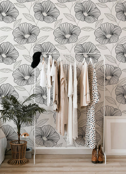 A-Street Prints Mythic Black Floral Wallpaper, 20.5-in by 33-ft