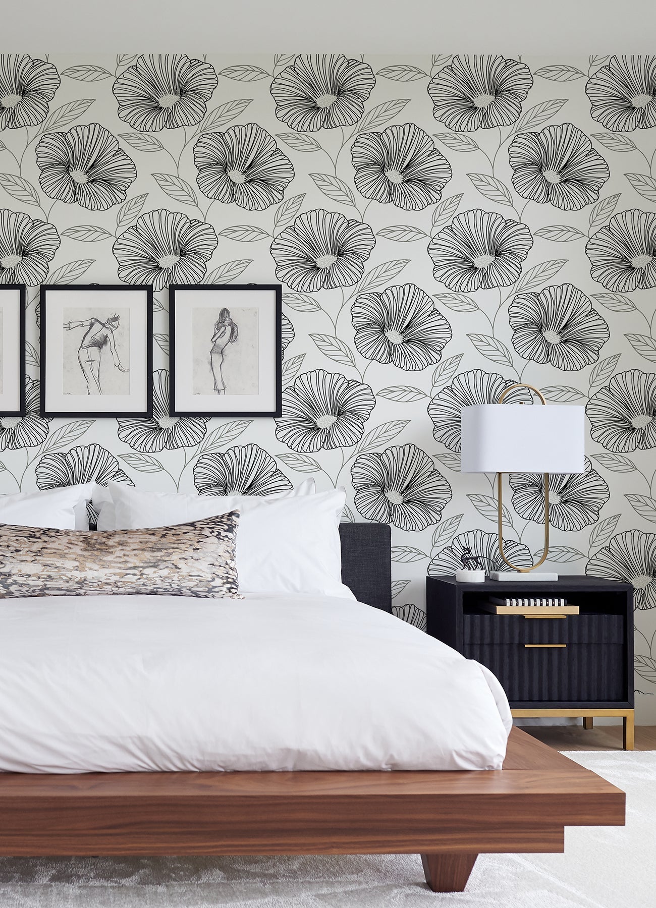 A-Street Prints Mythic Black Floral Wallpaper, 20.5-in by 33-ft