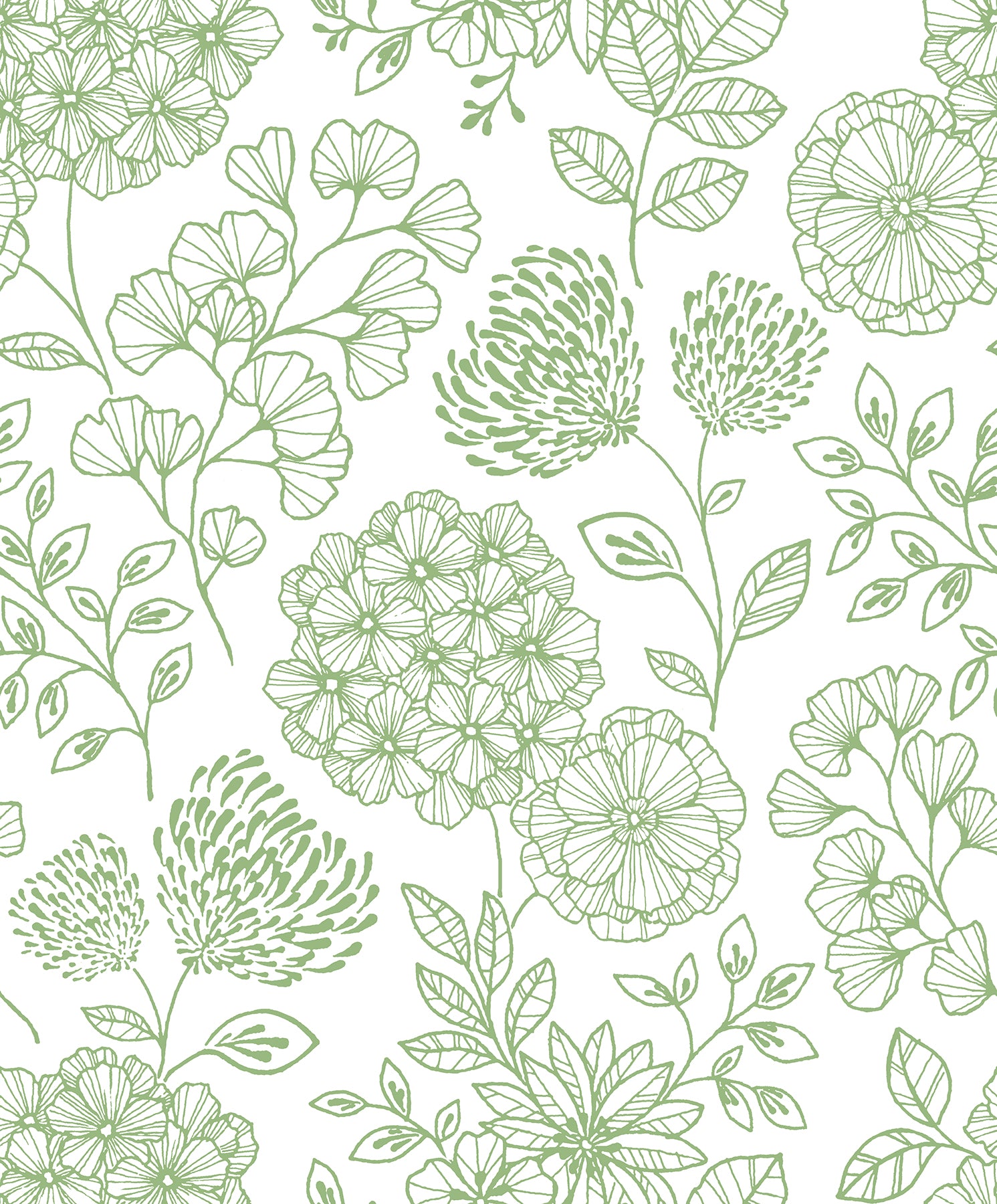 A-Street Prints Ada Green Floral Wallpaper, 20.5-in by 33-ft