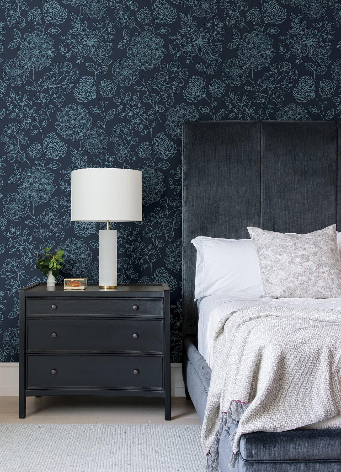 A-Street Prints Ada Indigo Floral Wallpaper, 20.5-in by 33-ft