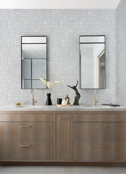 A-Street Prints Kachel Grey Geometric Wallpaper, 20.5-in by 33-ft