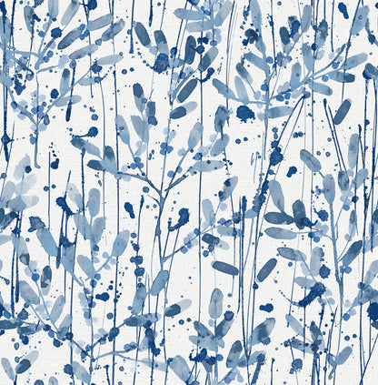 A-Street Prints Leandra Indigo Floral Trail Wallpaper, 20.5-in by 33-ft