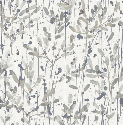 A-Street Prints Leandra Grey Floral Trail Wallpaper, 20.5-in by 33-ft