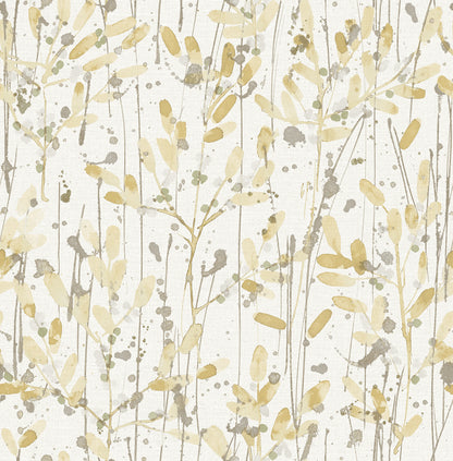 A-Street Prints Leandra Yellow Floral Trail Wallpaper, 20.5-in by 33-ft