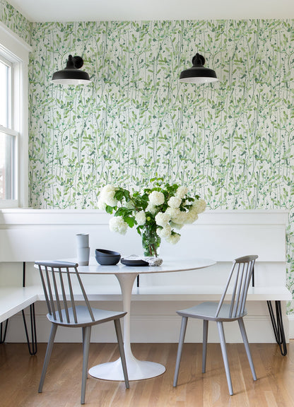 A-Street Prints Leandra Green Floral Trail Wallpaper, 20.5-in by 33-ft