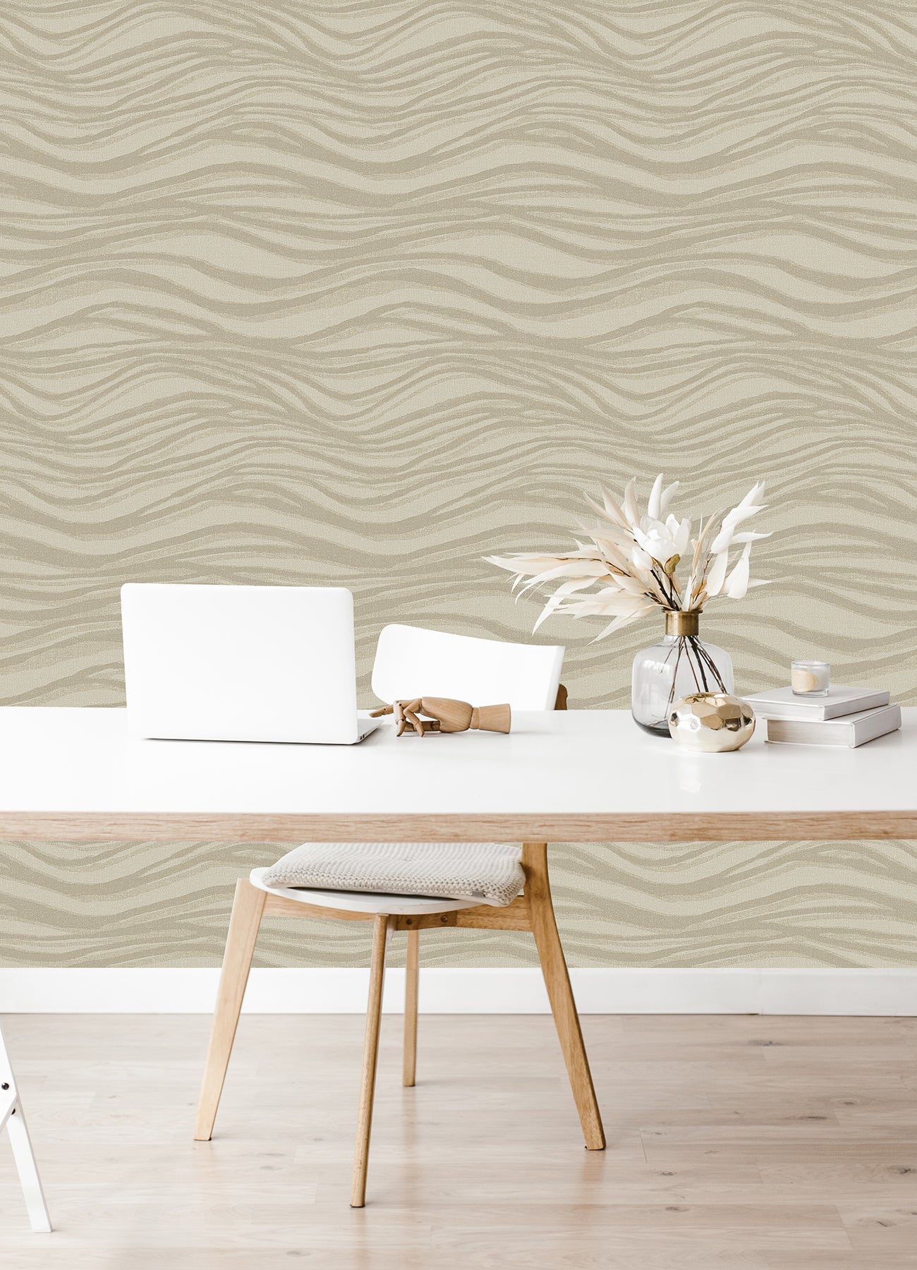 A-Street Prints Chorus Gold Wave Wallpaper, 20.5-in by 33-ft