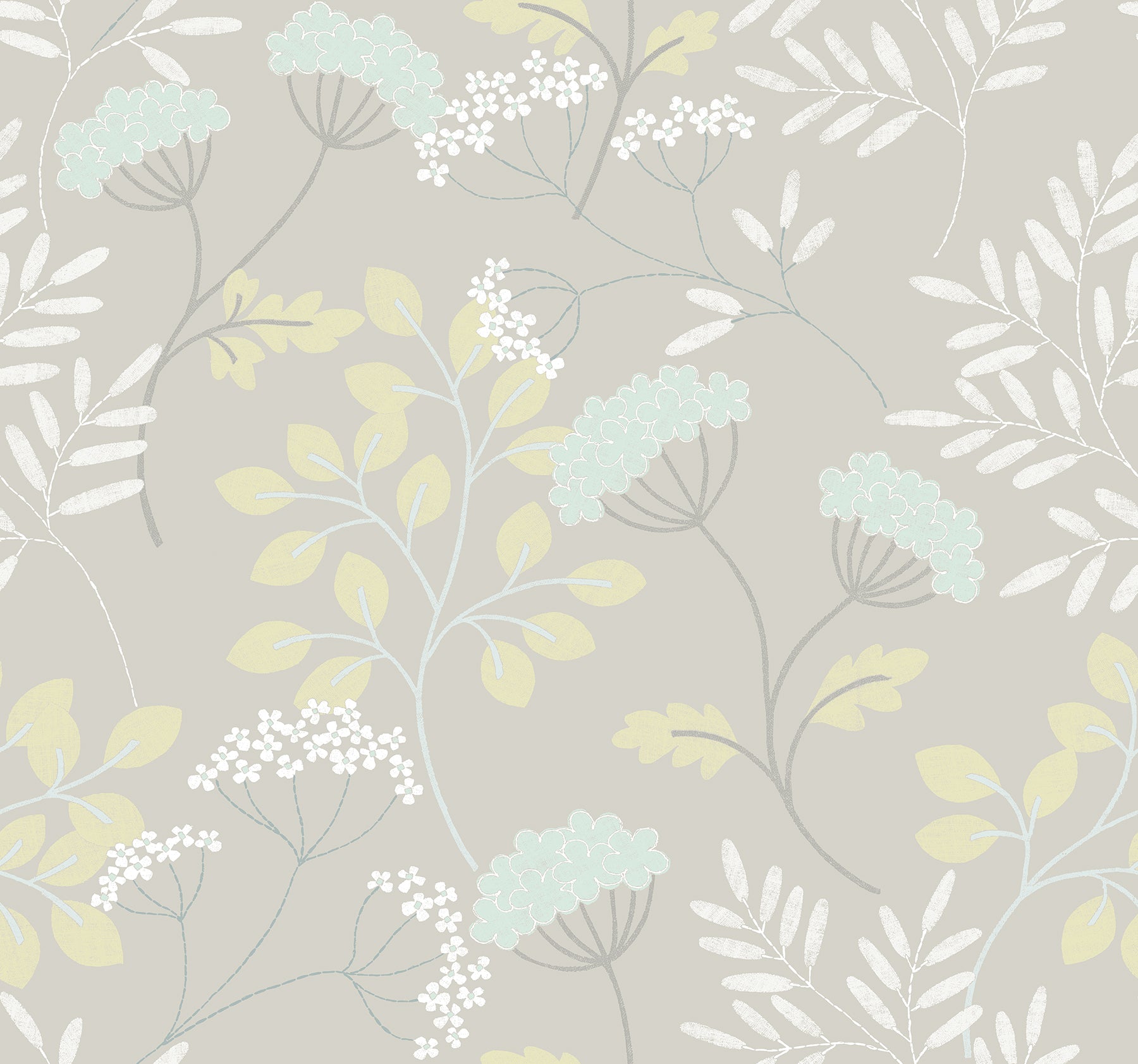 A-Street Prints Sorrel Light Grey Botanical Wallpaper, 27-in by 27-ft