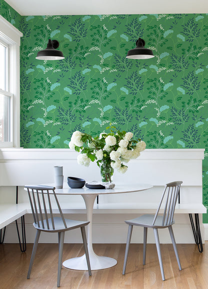 A-Street Prints Sorrel Green Botanical Wallpaper, 27-in by 27-ft