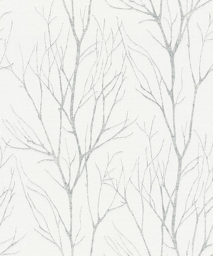 Advantage Diani White Metallic Tree Wallpaper, 21-in by 33-ft