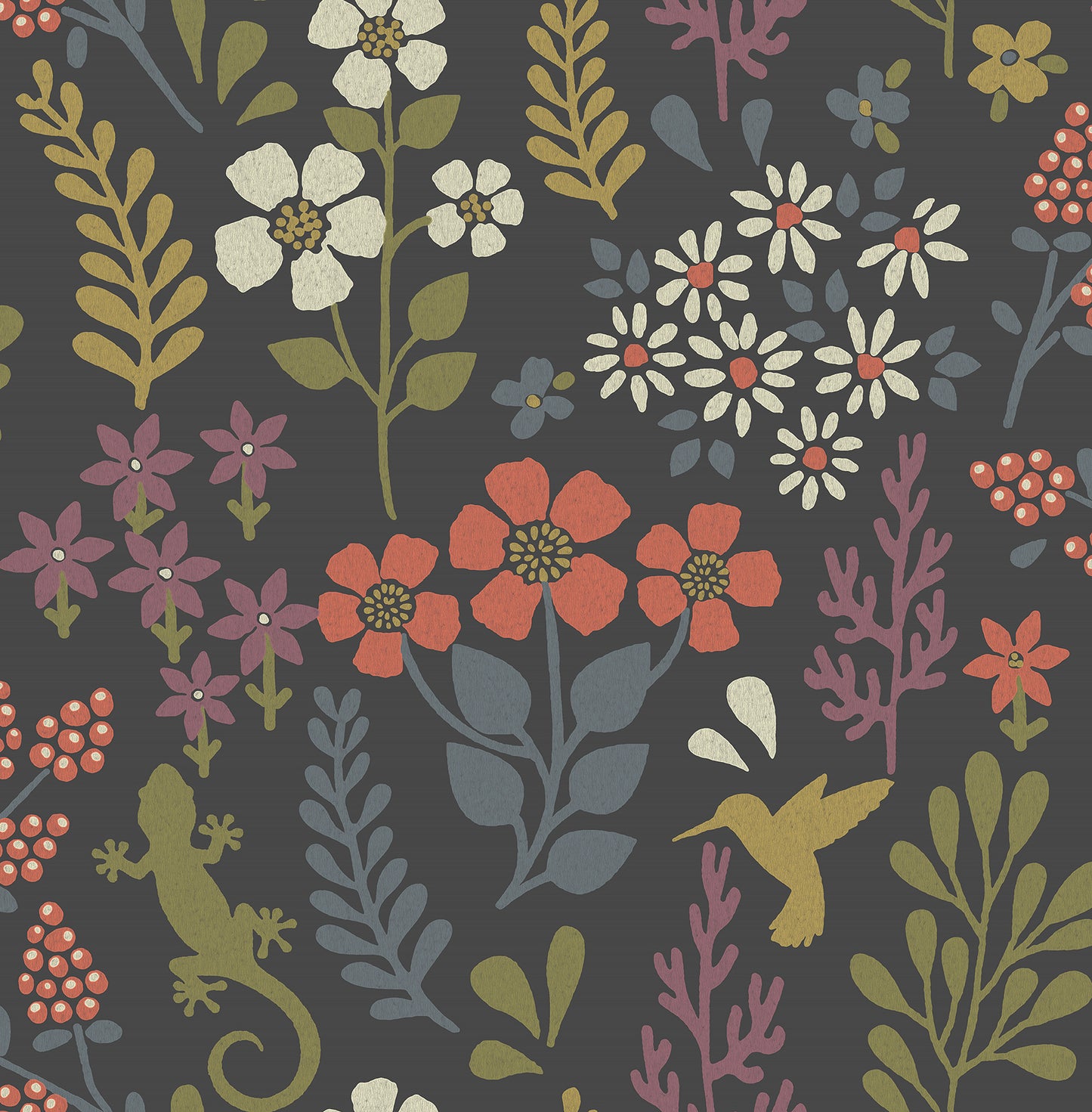 Advantage Karina Charcoal Meadow Wallpaper, 20.5-in by 33-ft